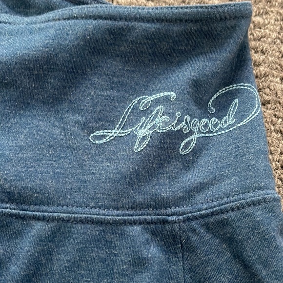 Life is Good Embroidered Skirt XSmall Stretch Blue Pocket - Picture 4 of 7
